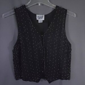 Vintage Sweet Sue Sequined Beaded Vest 100% Silk WhimsiGoth Fairycore Size Small